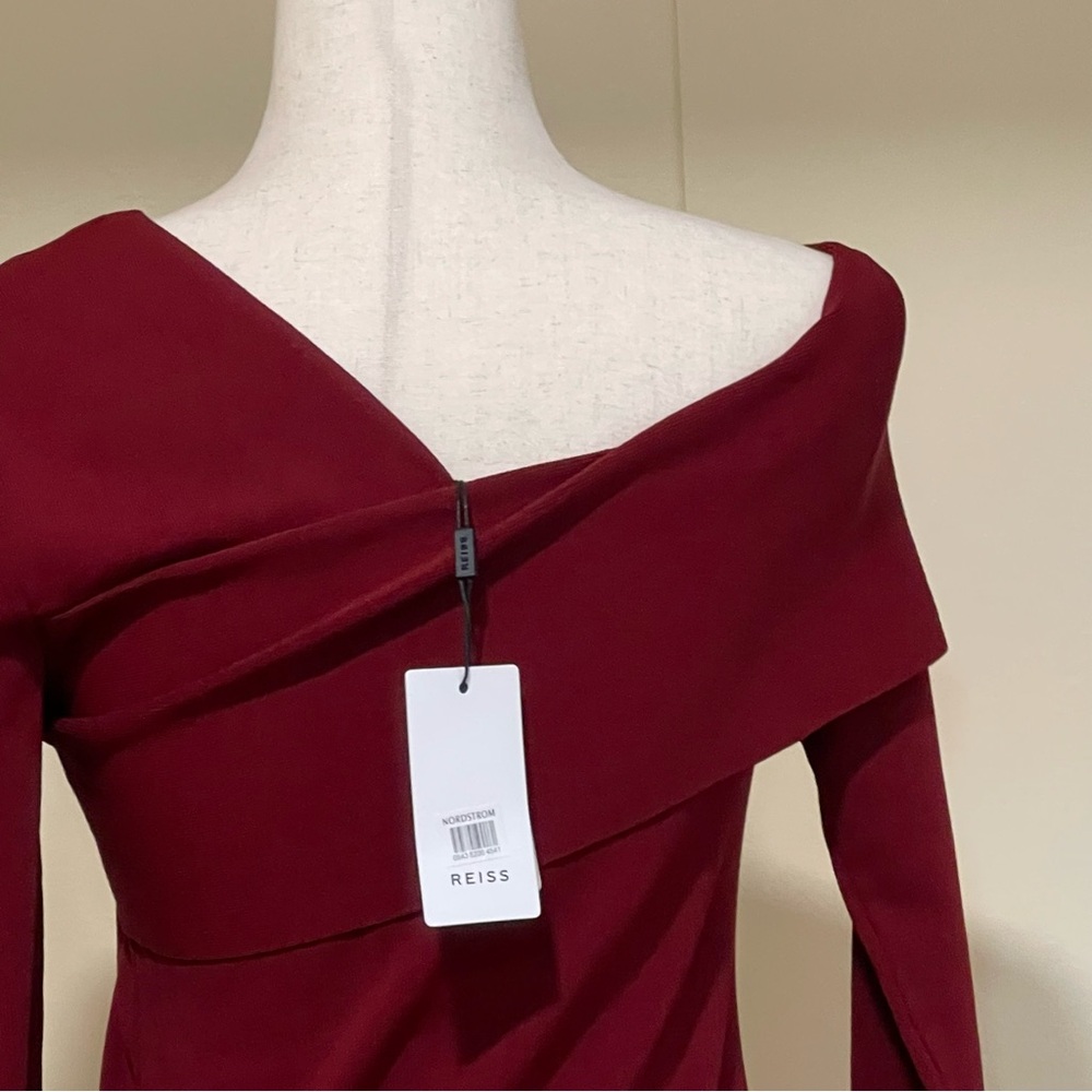 Reiss Eliah Knitted Asymmetric Top Red Size M - Picture 8 of 10